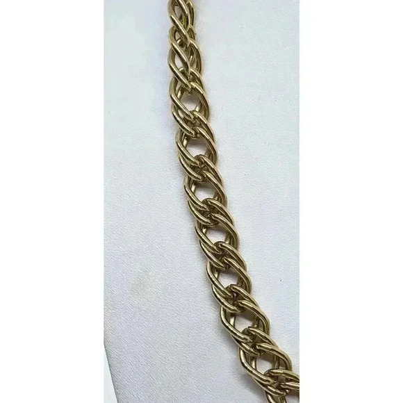 Vintage Double Link Chunky Heavy Necklace Gold Tone Sarah Coventry - Picture 3 of 5